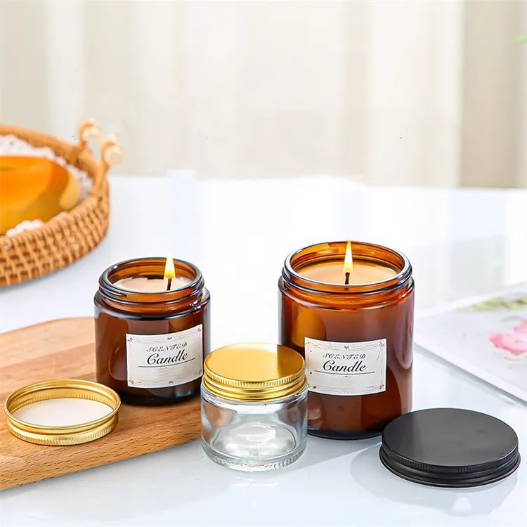 Amber Glass Jar Candle